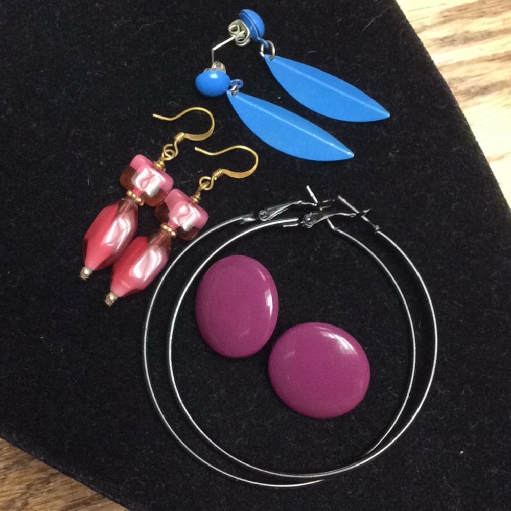 4 Pair Earrings Bundle Hoops Drop Stud Pierced - image 1